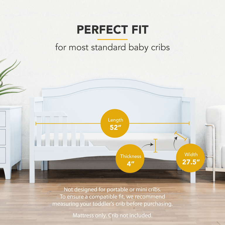4" Gel Memory Foam Crib Mattress Bed for Toddlers & Babies - DynastyMattress